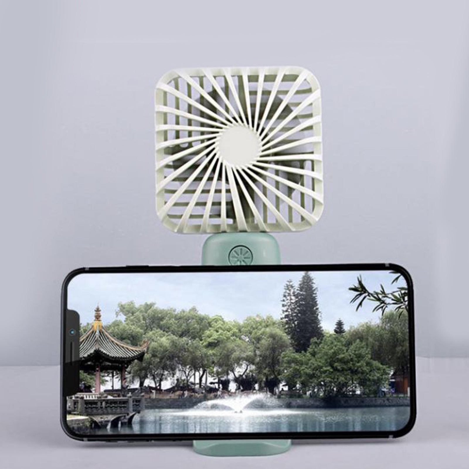 Square portable fan with phone stand and night lamp 3 speeds - Kidspark